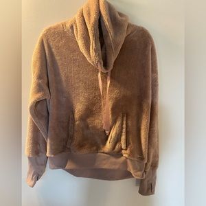 Mondetta pink furry sweatshirt with thumb holes and pockets